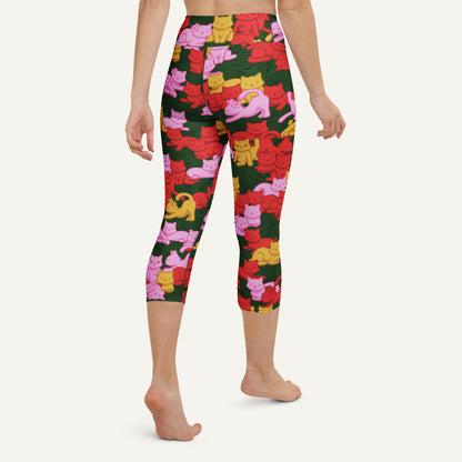 Tropical Camo Cats Leopard High-Waisted Capri Leggings
