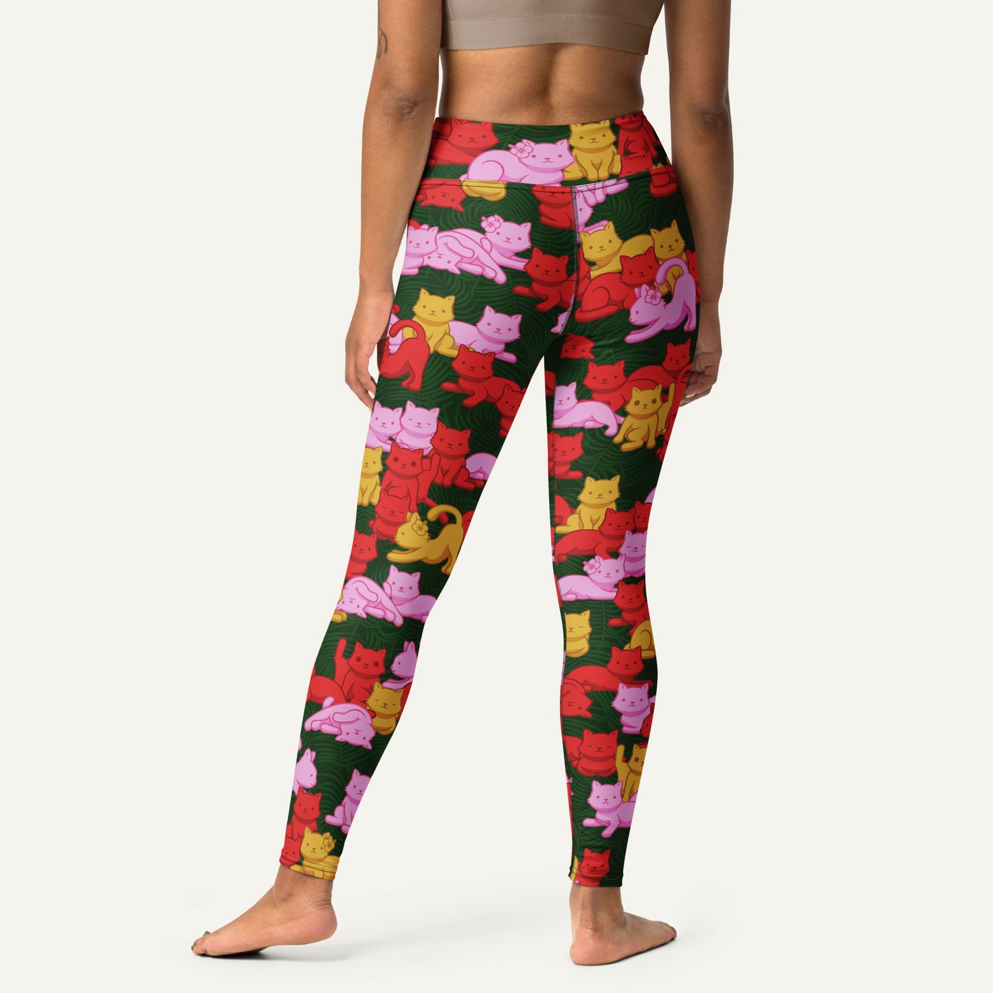 Tropical Camo Cats High-Waisted Leggings