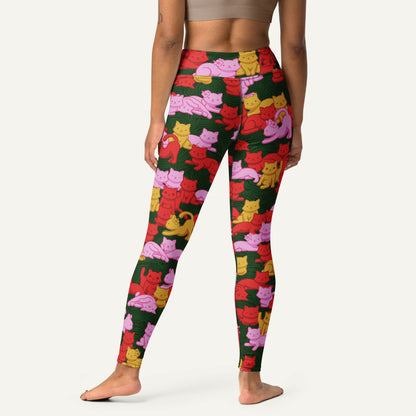 Tropical Camo Cats High-Waisted Leggings