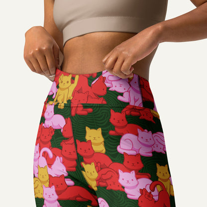 Tropical Camo Cats High-Waisted Leggings