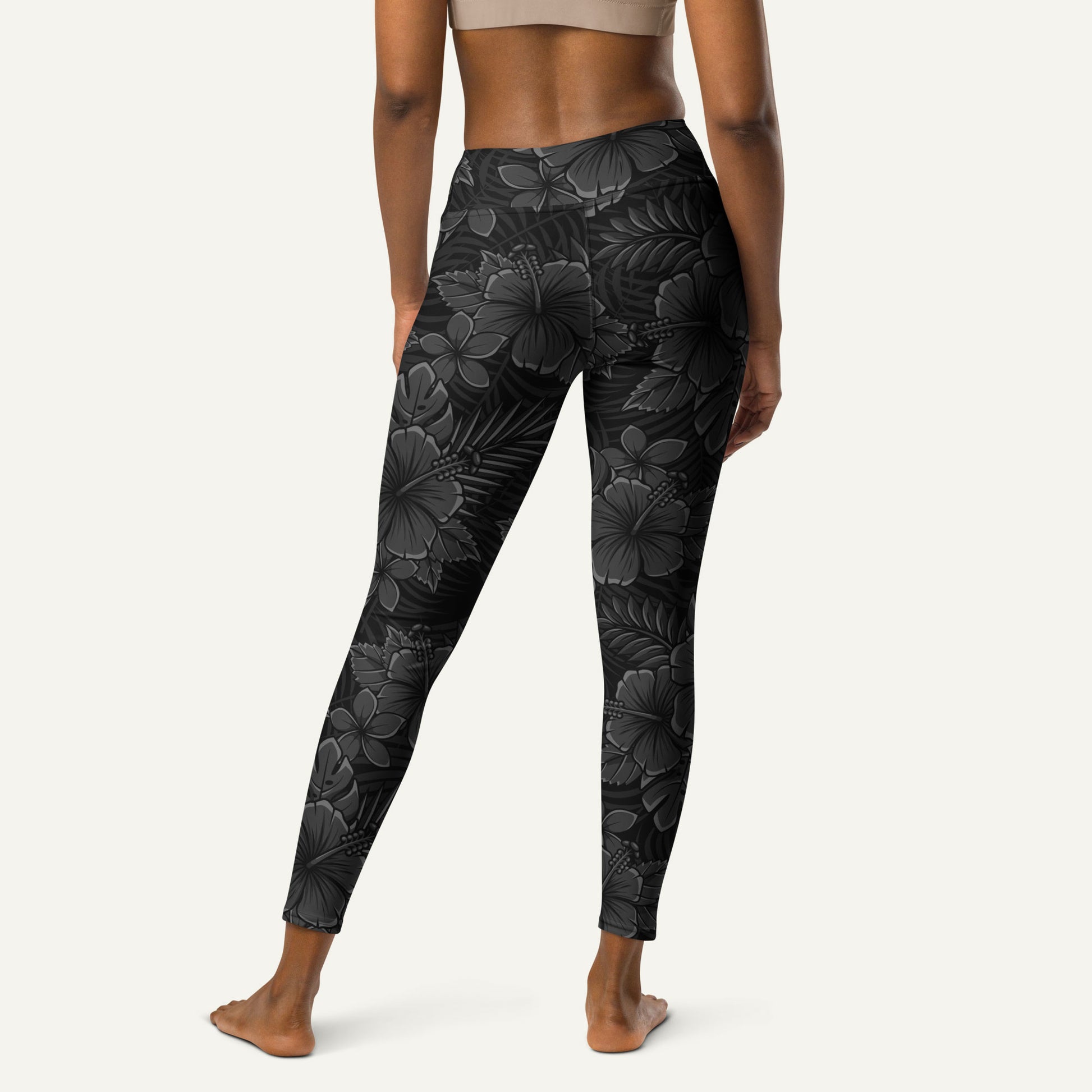 Black Tropical Florals High-Waisted Leggings