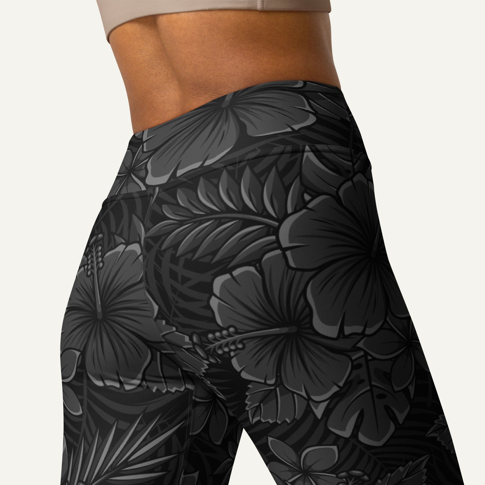 Black Tropical Florals High-Waisted Leggings