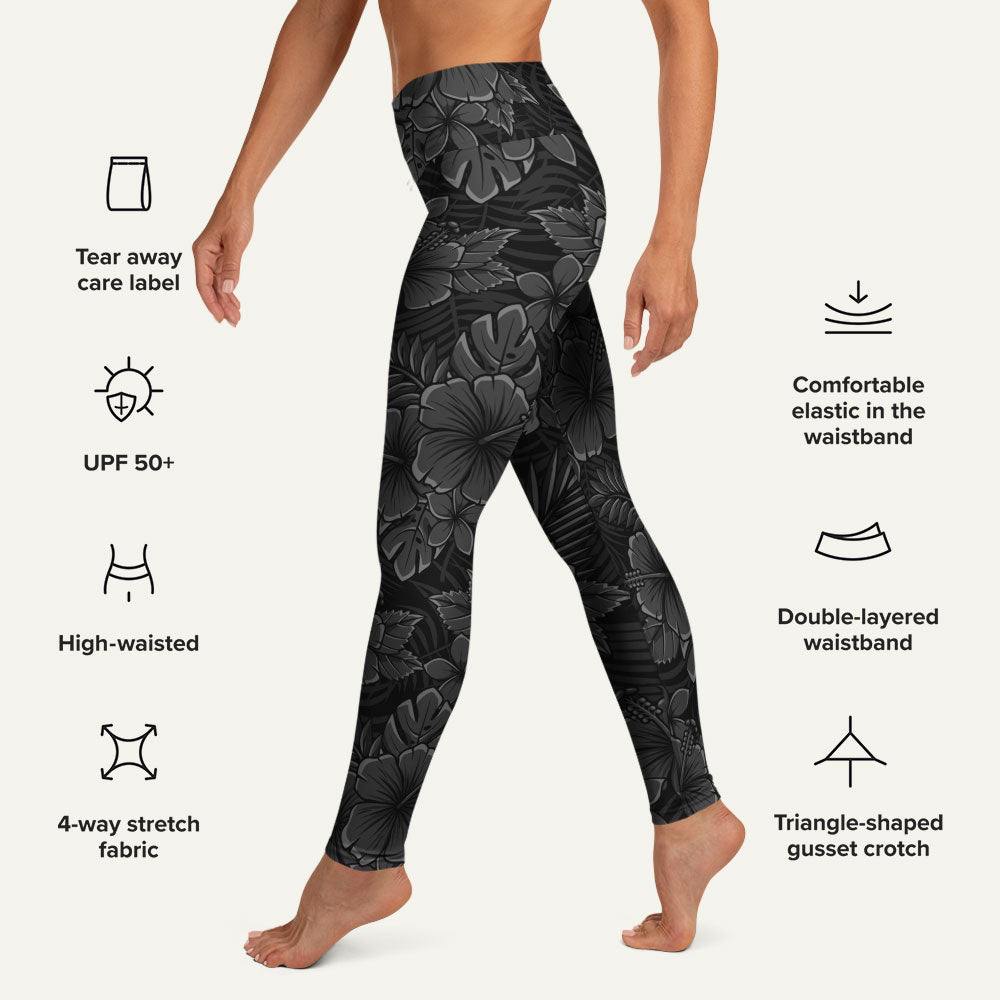 Black Tropical Florals High-Waisted Leggings