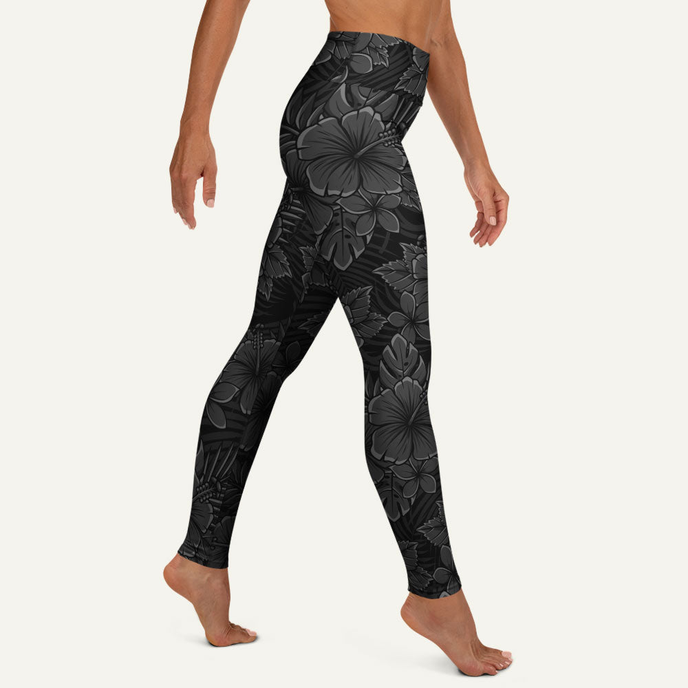 Black Tropical Florals High-Waisted Leggings