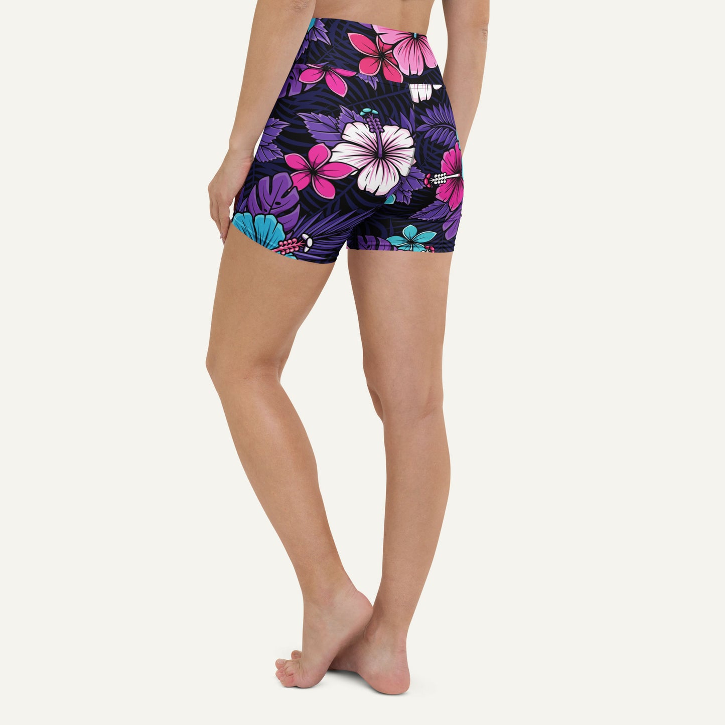 Cyberpunk Tropical Florals High-Waisted Shorts
