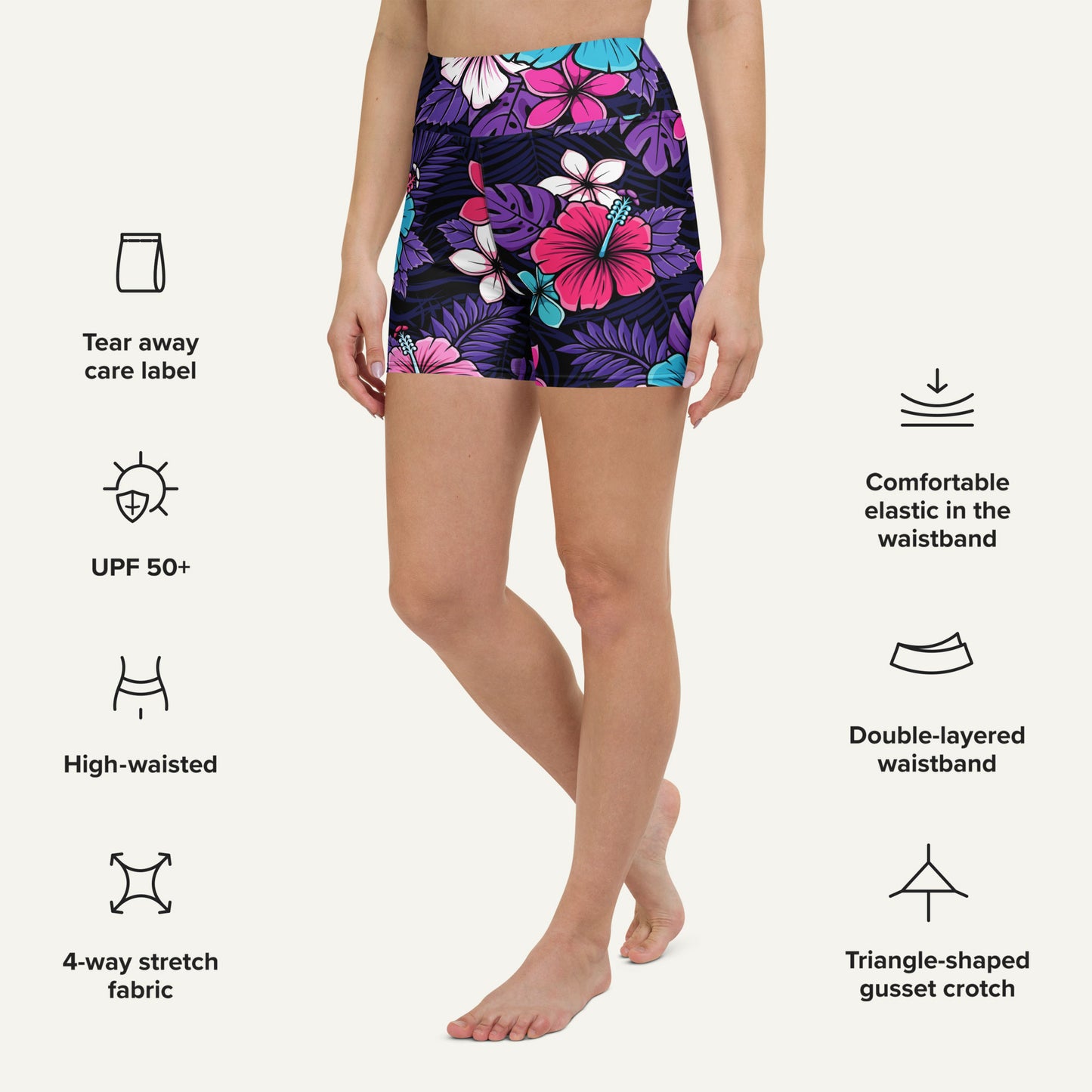 Cyberpunk Tropical Florals High-Waisted Shorts