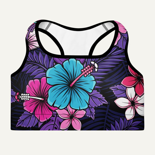 Cyberpunk Tropical Florals Padded Sports Bra