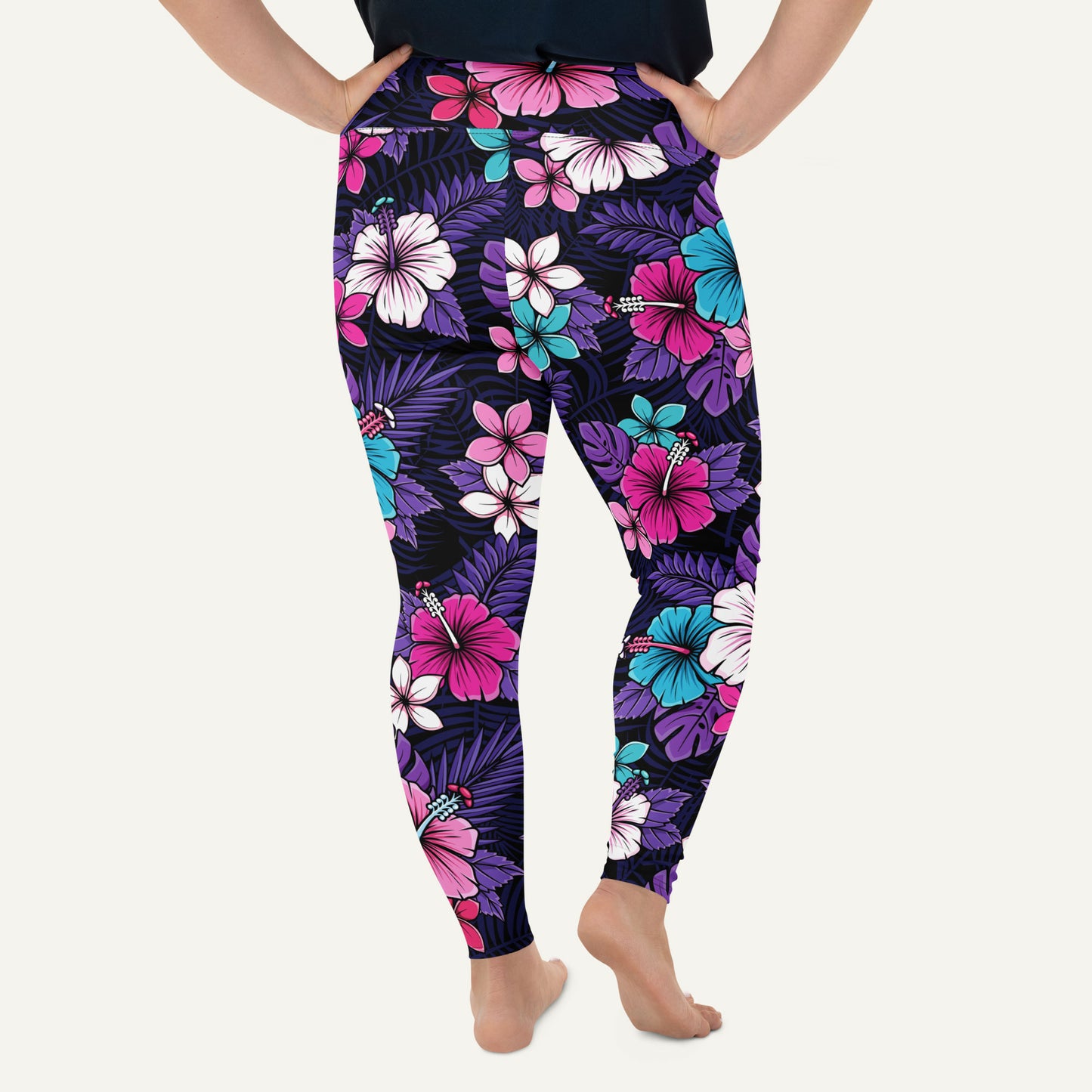 Cyberpunk Tropical Florals Plus Size Leggings
