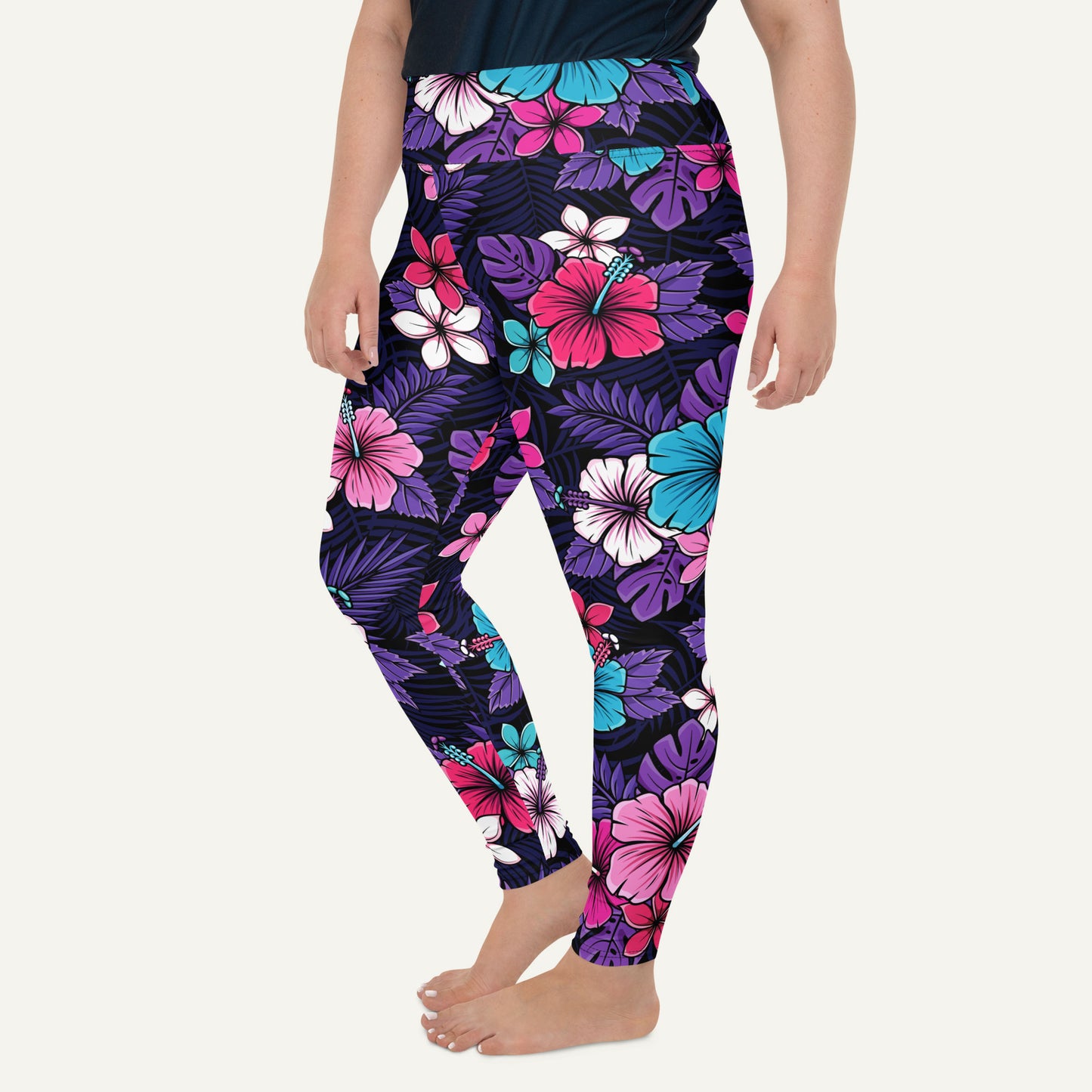 Cyberpunk Tropical Florals Plus Size Leggings