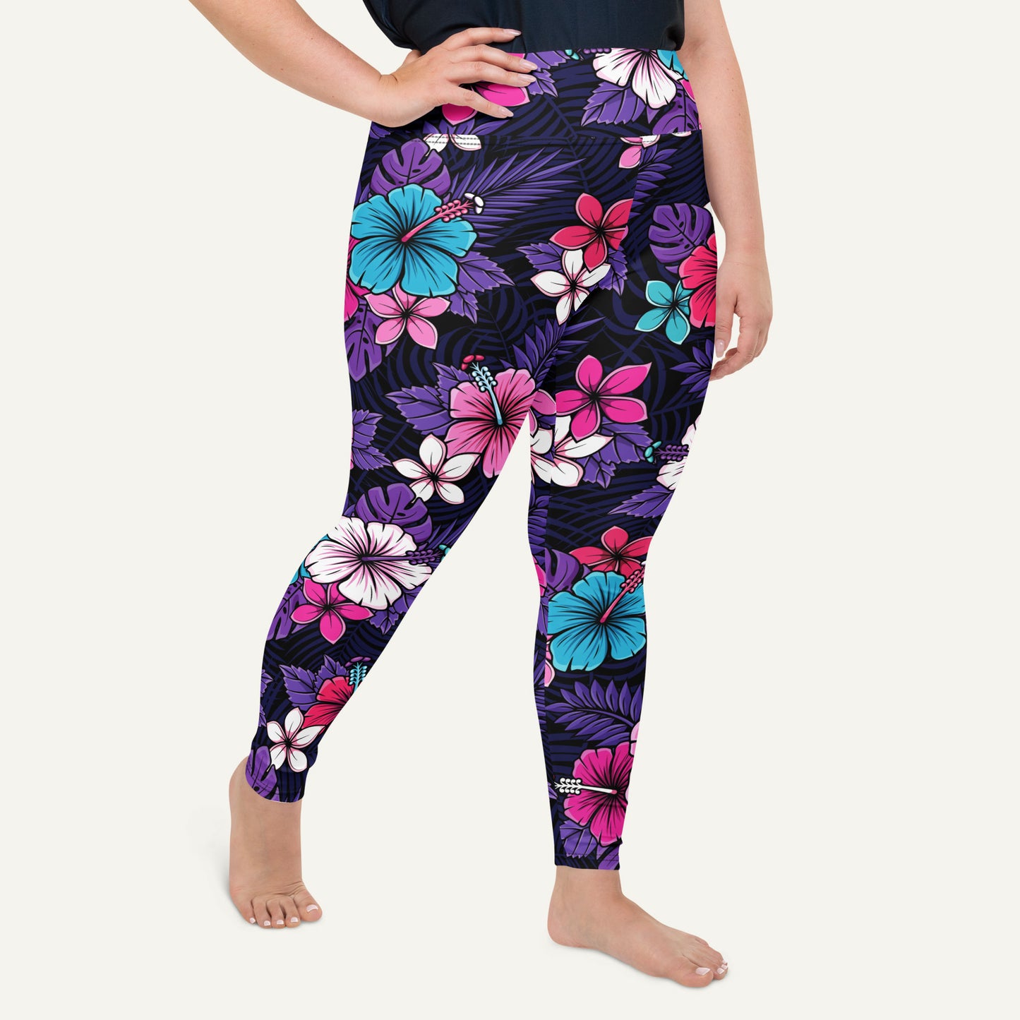 Cyberpunk Tropical Florals Plus Size Leggings