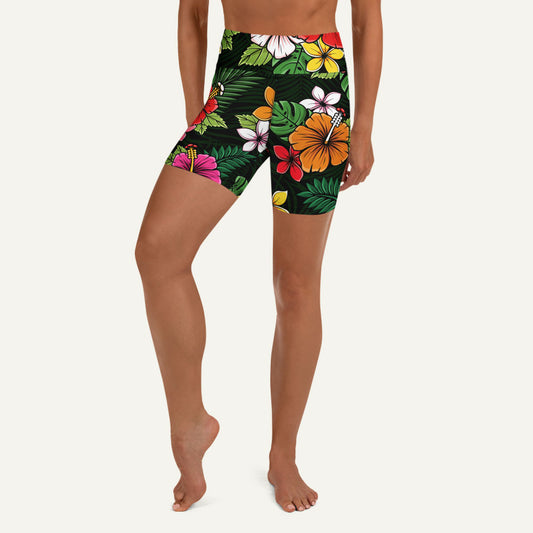 Tropical Florals High-Waisted Shorts