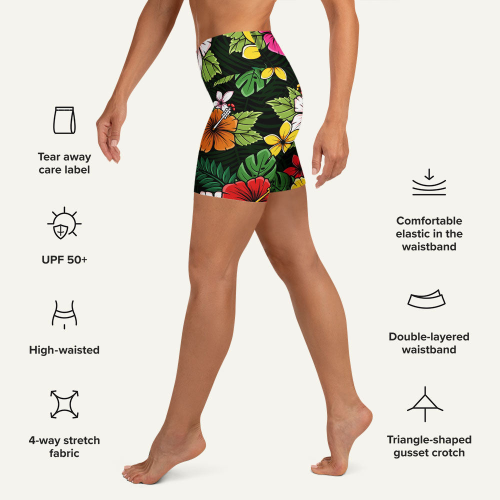 Tropical Florals High-Waisted Shorts