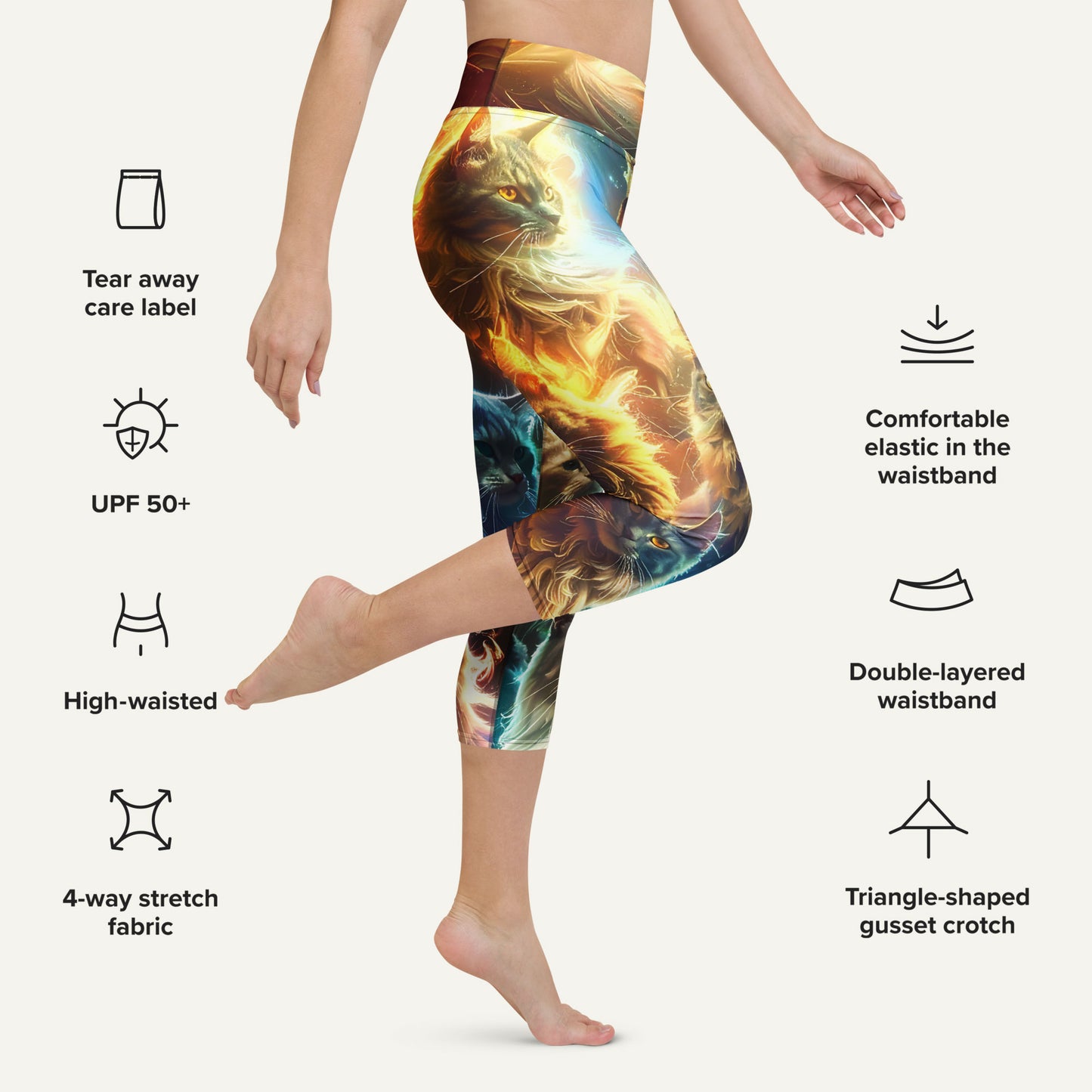 Vapor Cats High-Waisted Capri Leggings