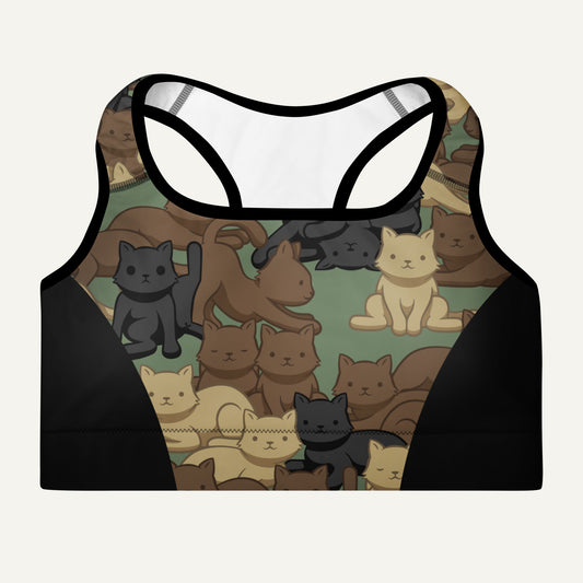 Woodland Camo Cat Sport Padded Sports Bra
