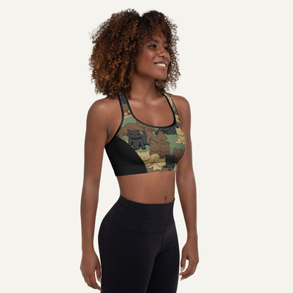 Woodland Camo Cat Sport Padded Sports Bra