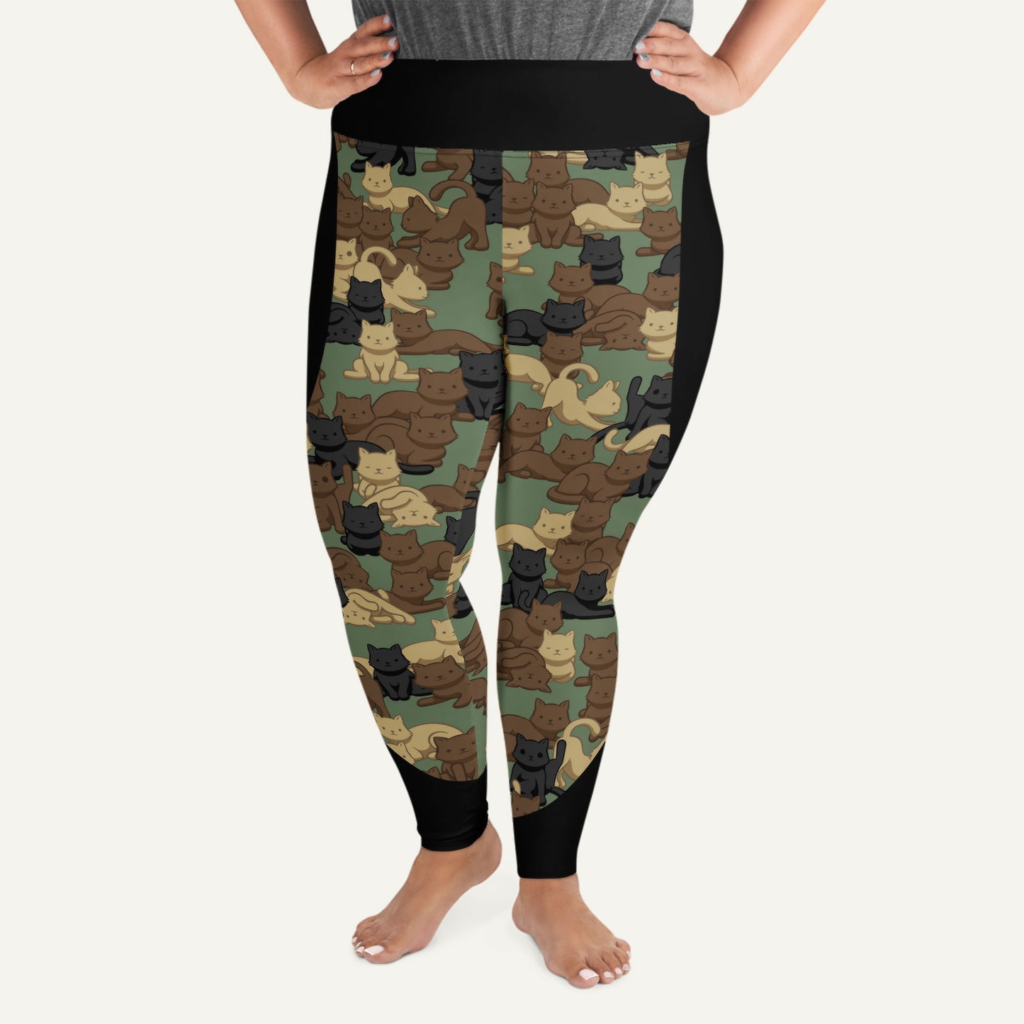 Woodland Camo Cat Sport Plus Size Leggings