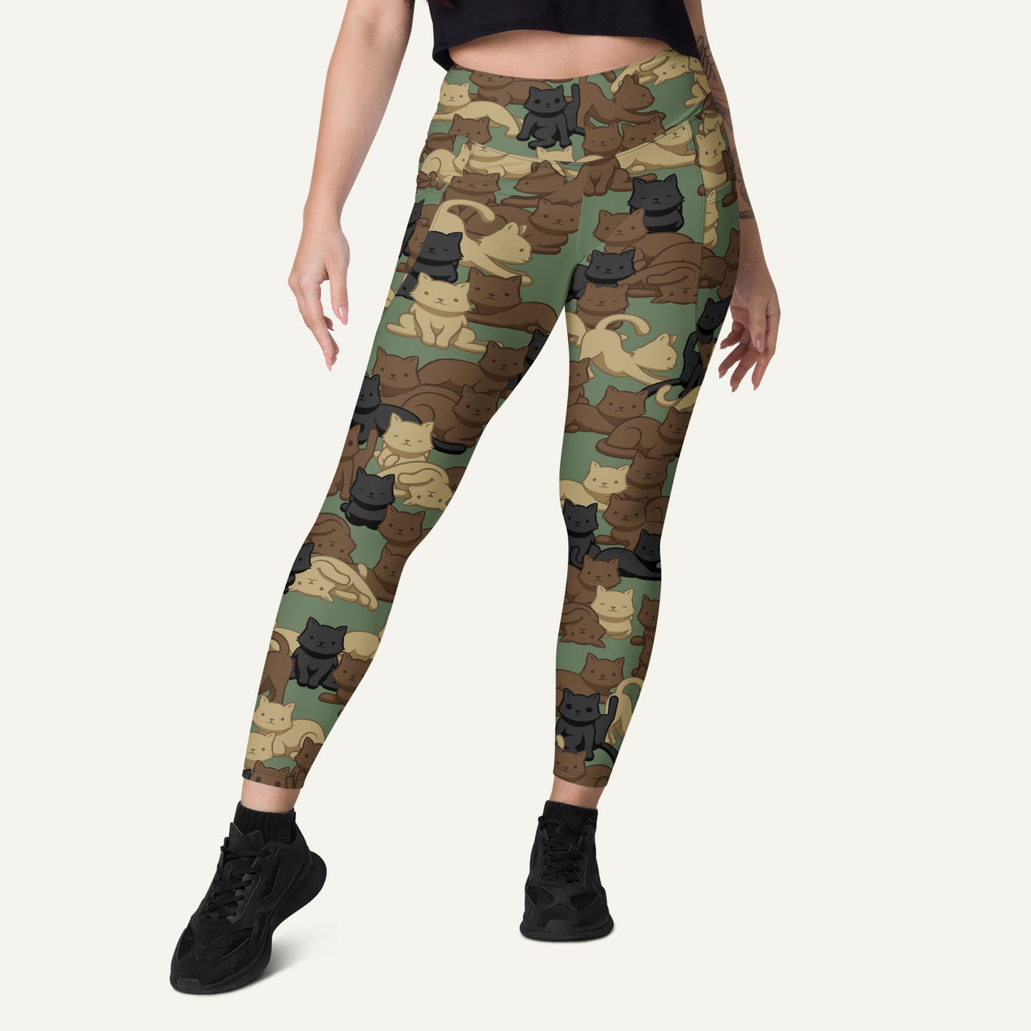 Woodland Camo Cat Pocket Leggings