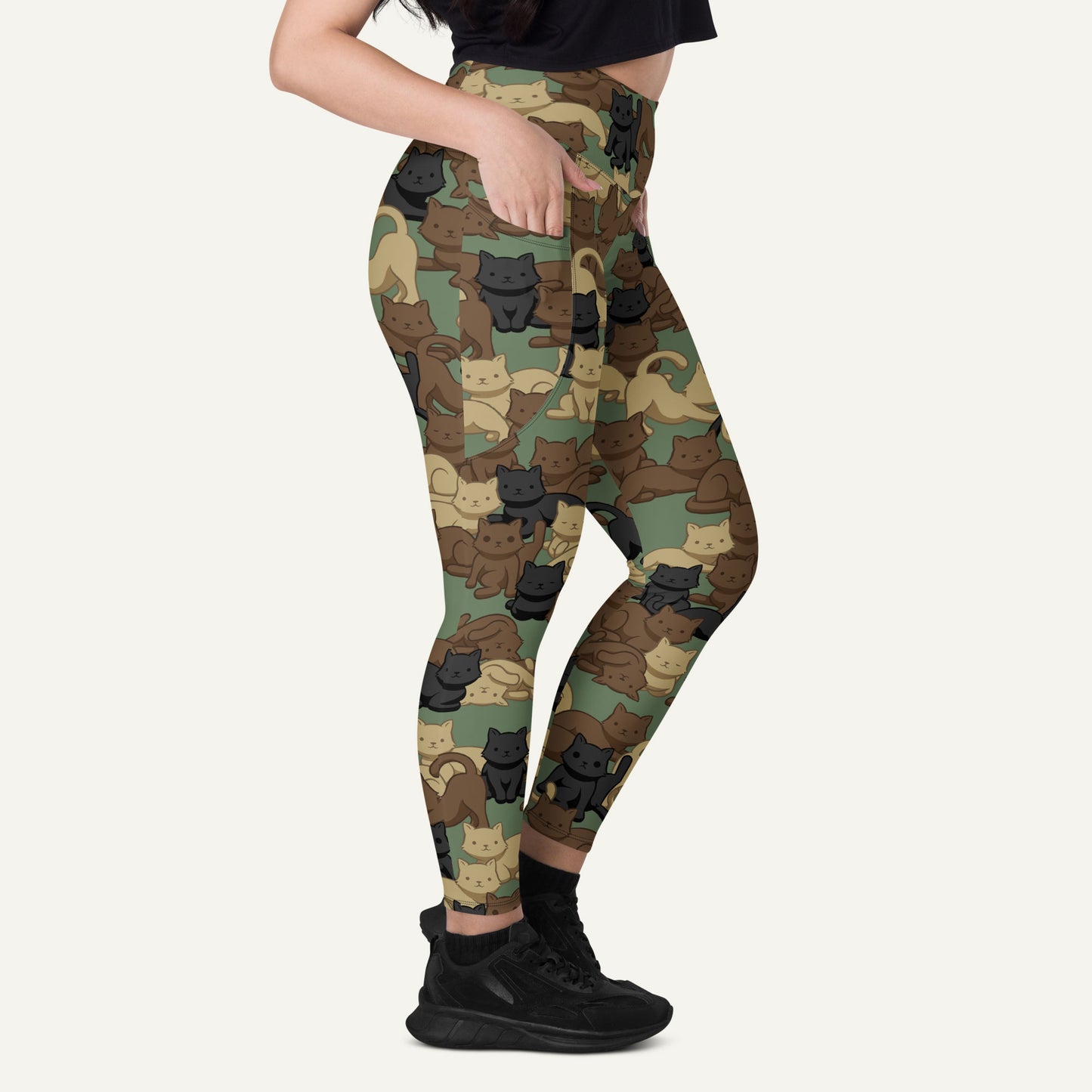 Woodland Camo Cat Pocket Leggings