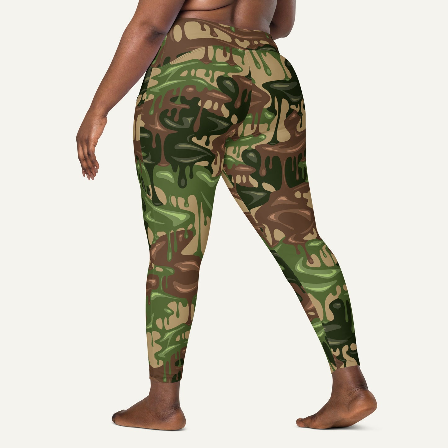 Woodland Camouflage Drip Crossover Leggings With Pockets