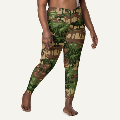 Woodland Camouflage Drip Crossover Leggings With Pockets