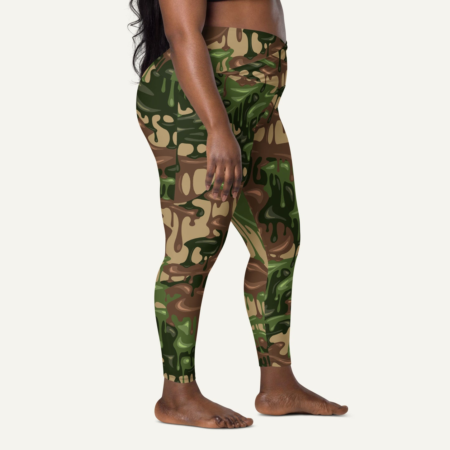 Woodland Camouflage Drip Crossover Leggings With Pockets