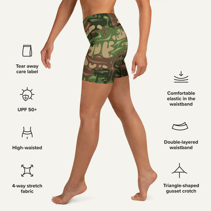 Woodland Camouflage Drip High-Waisted Shorts