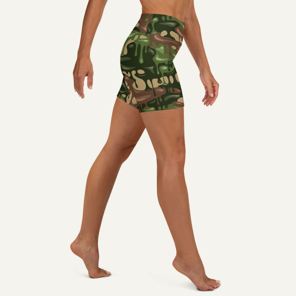 Woodland Camouflage Drip High-Waisted Shorts