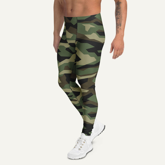 Woodland Geometric Camo Men’s Leggings - Ministry of Sweat