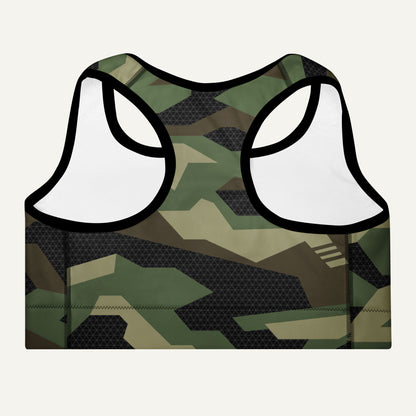 Woodland Geometric Camo Padded Sports Bra