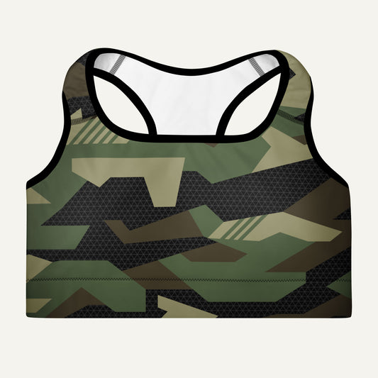 Woodland Geometric Camo Padded Sports Bra