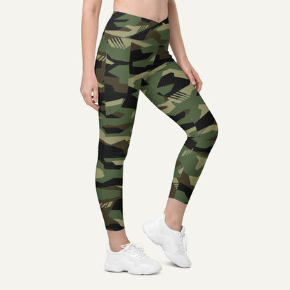 Woodland Geometric Camo Crossover Pocket Leggings