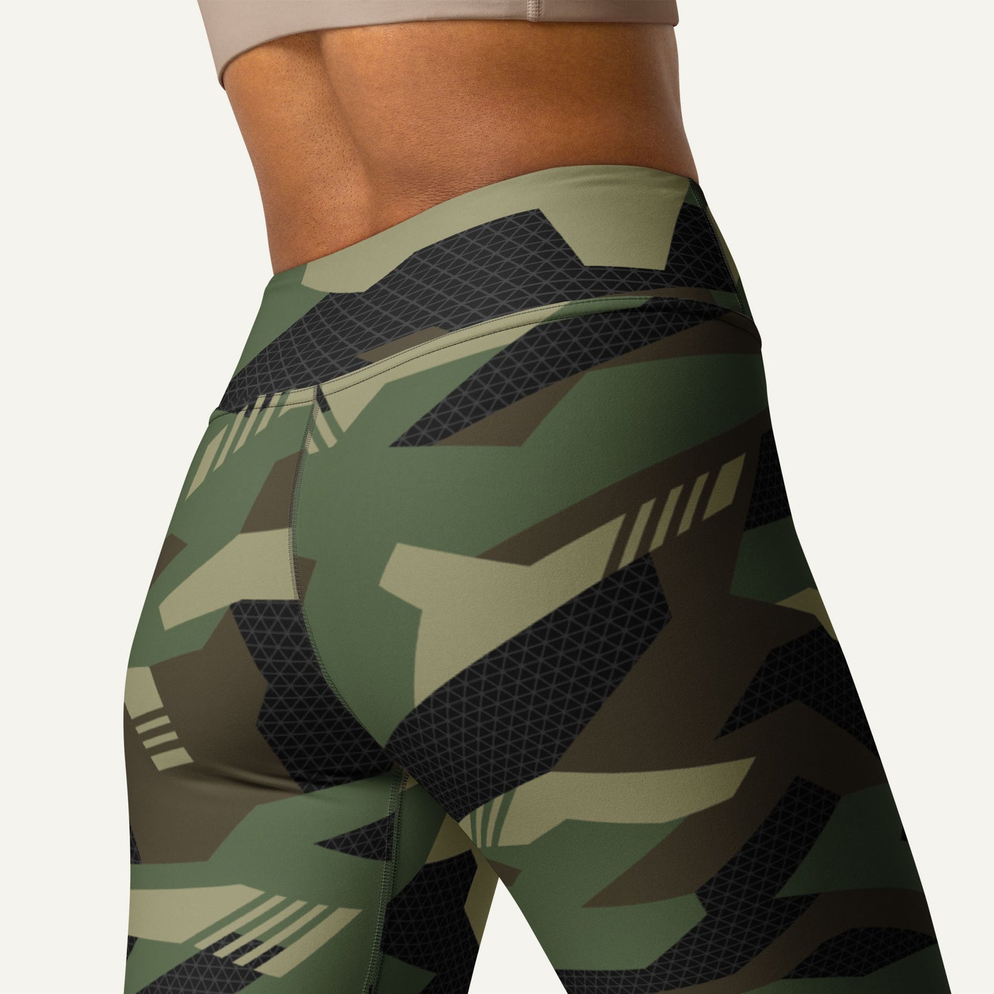 Woodland Geometric Camo High-Waisted Leggings