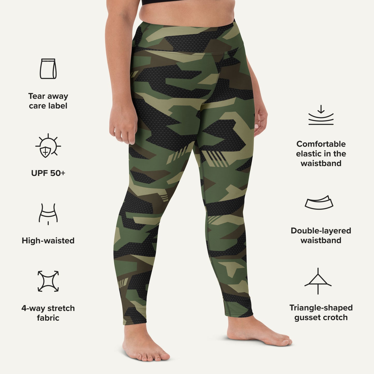 Woodland Geometric Camo High-Waisted Leggings