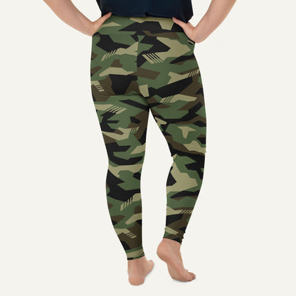 Woodland Geometric Camo Plus Size Leggings