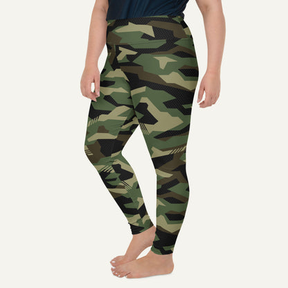 Woodland Geometric Camo Plus Size Leggings