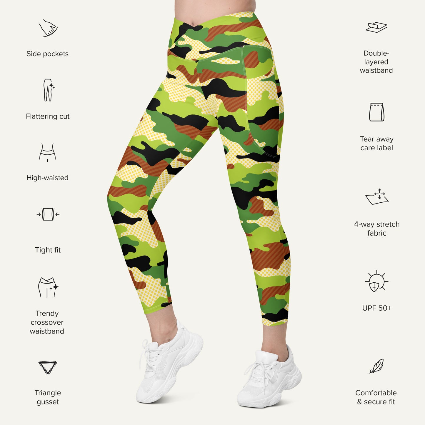 Woodland Pop Camo Crossover Pocket Leggings