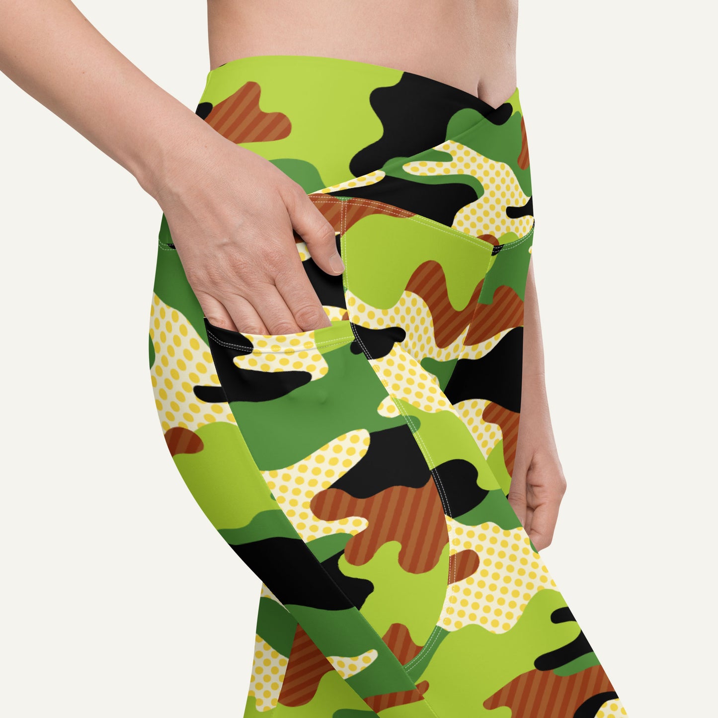 Woodland Pop Camo Crossover Pocket Leggings