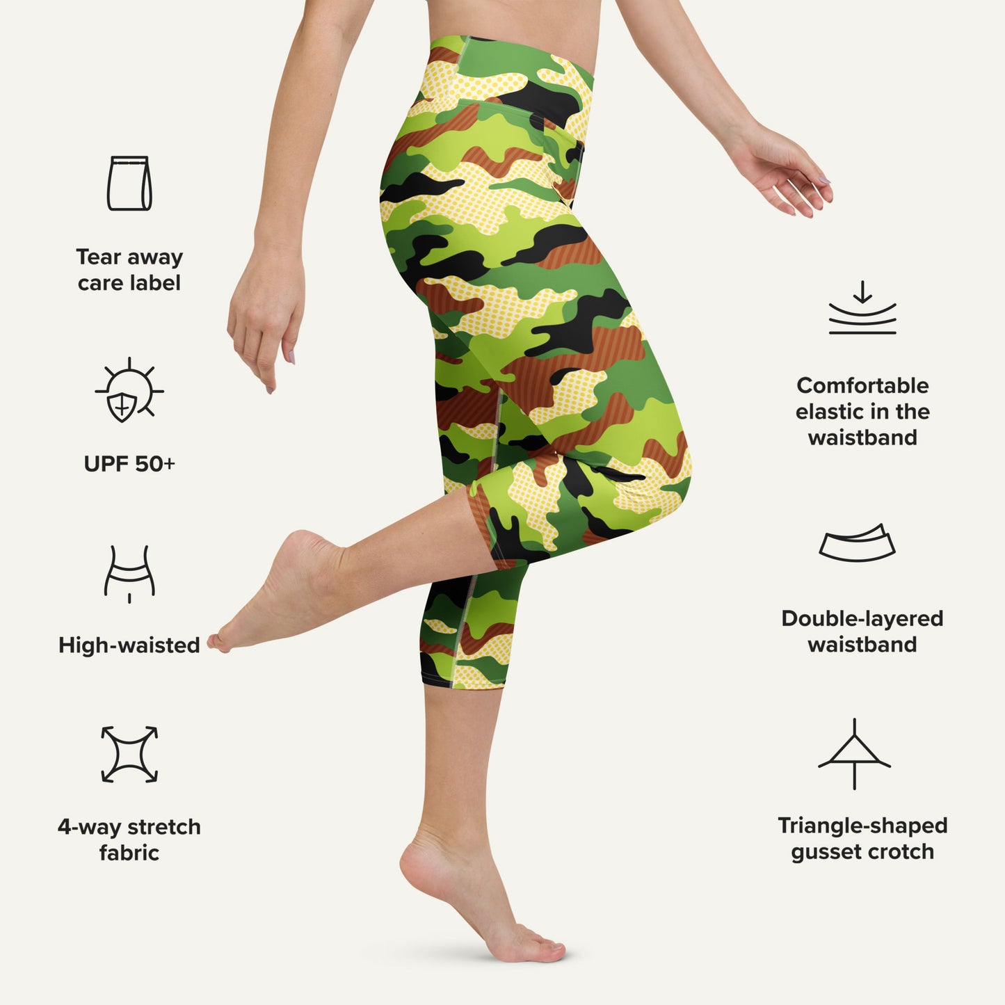 Woodland Pop Camo High-Waisted Capri Leggings