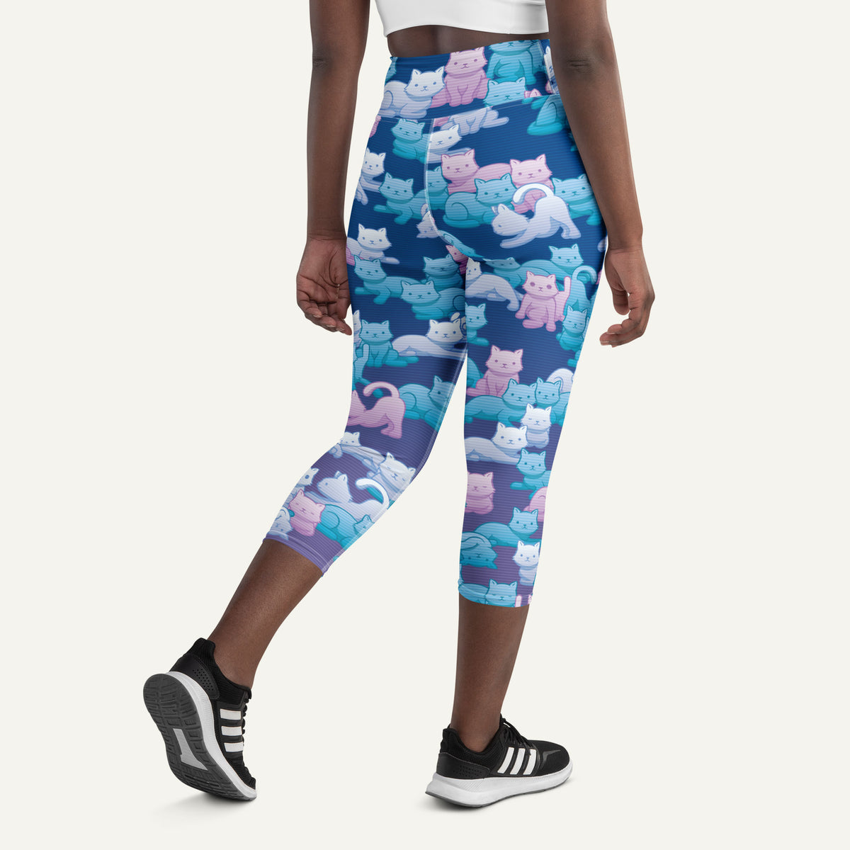 Y2K Camo Cats High-Waisted Capri Leggings