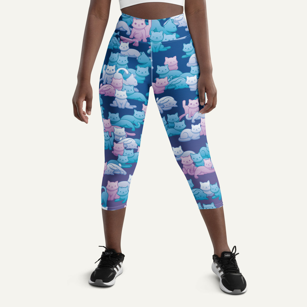 Y2K Camo Cats High-Waisted Capri Leggings