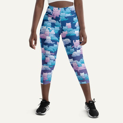 Y2K Camo Cats High-Waisted Capri Leggings