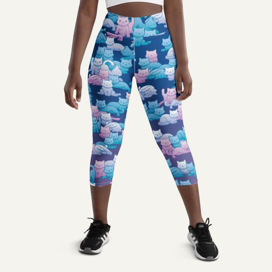 Y2K Camo Cats High-Waisted Capri Leggings