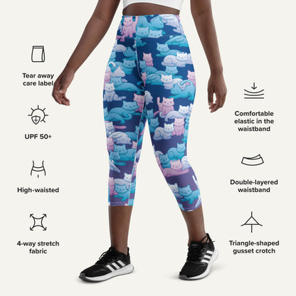 Y2K Camo Cats High-Waisted Capri Leggings