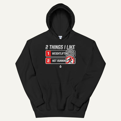 2 Things I Like Weightlifting And Not Running Pullover Hoodie