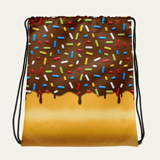 Chocolate Glazed Donut With Sprinkles Drawstring Bag