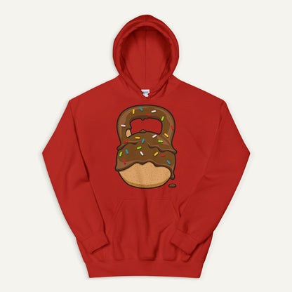 Chocolate-Glazed Donut With Sprinkles Kettlebell Design Pullover Hoodie