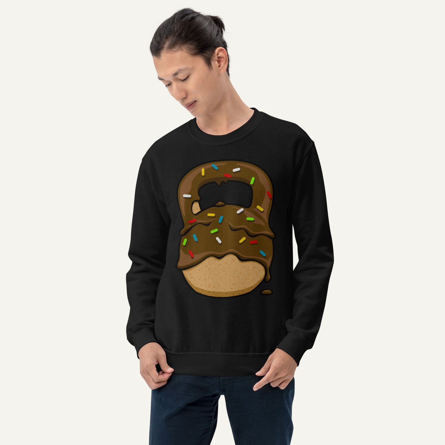 Chocolate-Glazed Donut With Sprinkles Kettlebell Design Sweatshirt