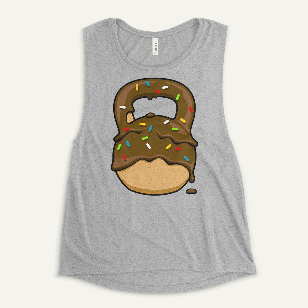 Chocolate-Glazed Donut With Sprinkles Kettlebell Design Women’s Muscle Tank