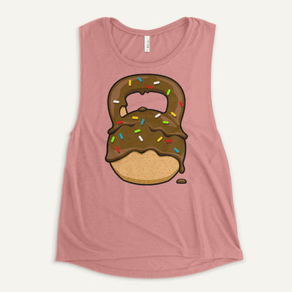 Chocolate-Glazed Donut With Sprinkles Kettlebell Design Women’s Muscle Tank