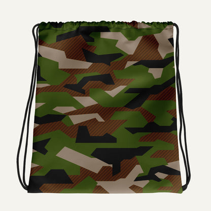 Geometric Camouflage Drawstring Bag — Woodland